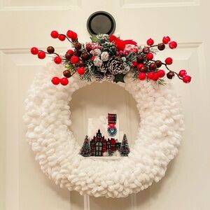 Christmas/Winter Snowy Village Yarn Door Wreath or Wall Decorations!